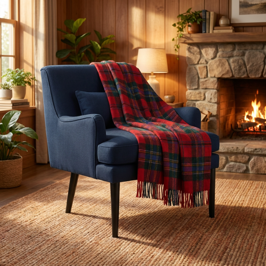 Scottish Tartan Wool-Blend Blanket Throw – Highland Comfort - MACLEAN