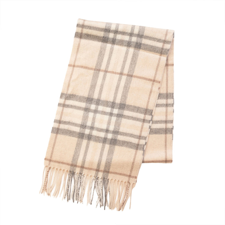 Edinburgh Cashmere Premium Lightweight Scarf - Ultra-Soft Luxury Wrap - HIGHLIGHT CHECK - OLIVE/BROWN/OYSTER