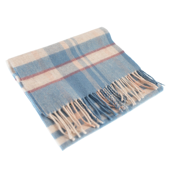 100% Lambswool Scarf – Traditional Tartan & Check Designs - Made in Scotland - Amy Blue