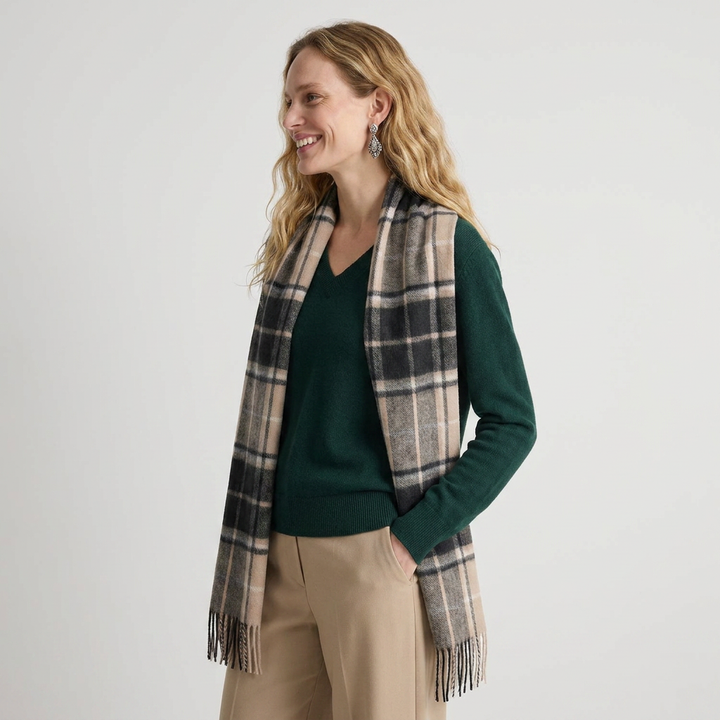 Edinburgh Cashmere Premium Lightweight Scarf - Ultra-Soft Luxury Wrap - FORRESTER BLACK WHITE