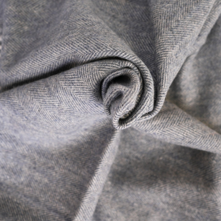 Recycled Wool Herringbone Knee Blanket – Pastel Fringed Throw - DENIM