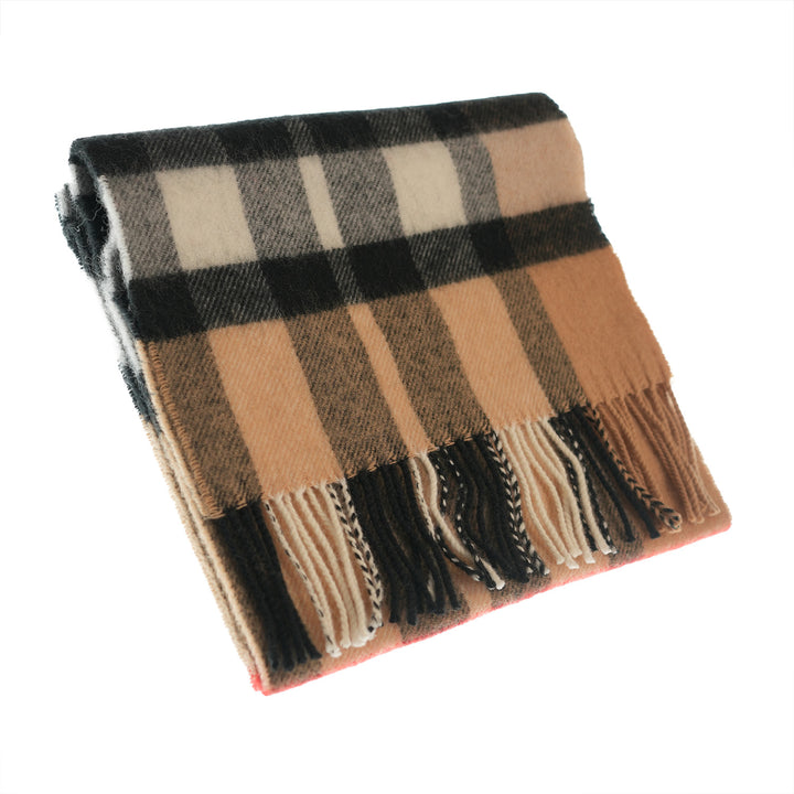 100% Lambswool Scarf – Traditional Tartan & Check Designs - Made in Scotland - Exploded Thomson Camel