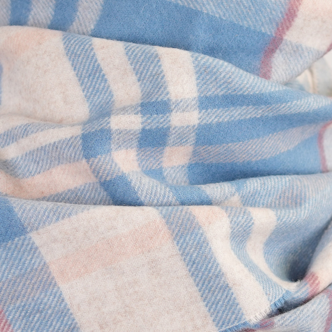 100% Lambswool Scarf – Traditional Tartan & Check Designs - Made in Scotland - Amy Blue