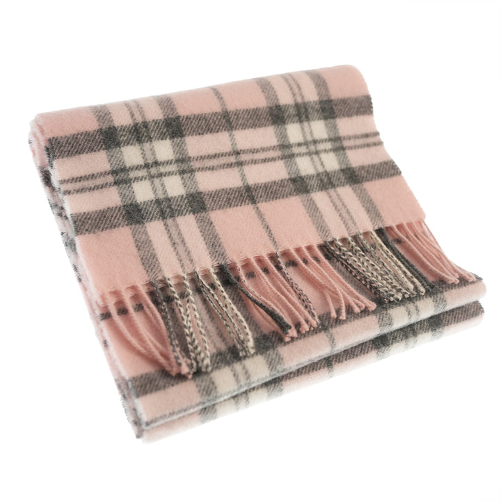 100% Lambswool Scarf – Traditional Tartan & Check Designs - Made in Scotland - Thomson Pink