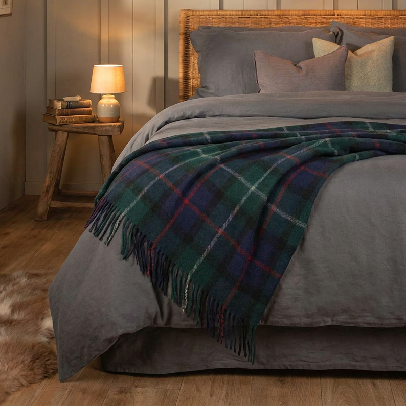 Scottish Tartan Wool-Blend Blanket Throw – Highland Comfort - MACKENZIE