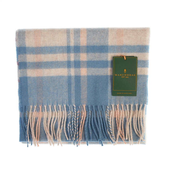 100% Lambswool Scarf – Traditional Tartan & Check Designs - Made in Scotland - Amy Blue