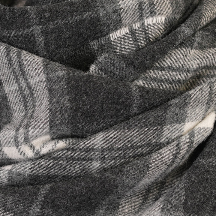 100% Lambswool Scarf – Traditional Tartan & Check Designs - Made in Scotland - Thomson Charcoal