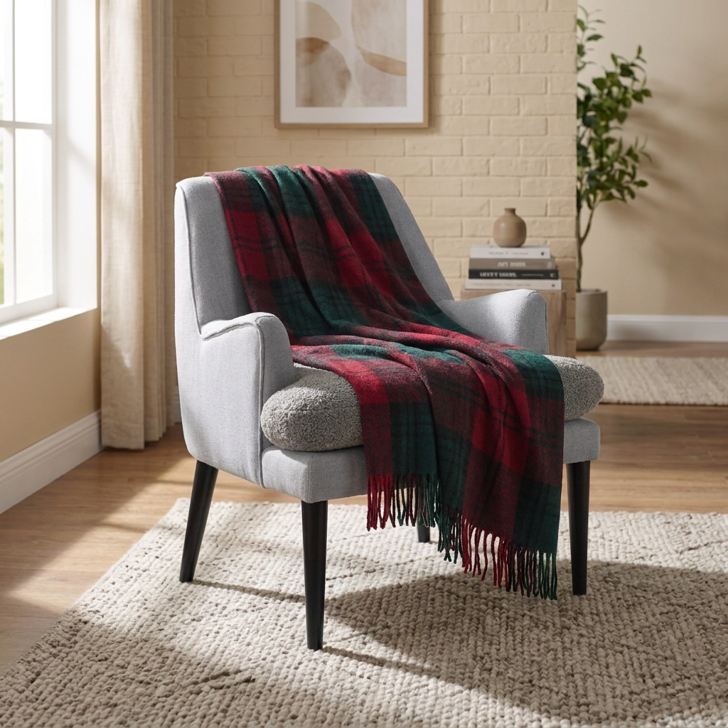 Scottish Tartan Wool-Blend Blanket Throw – Highland Comfort - LINDSAY