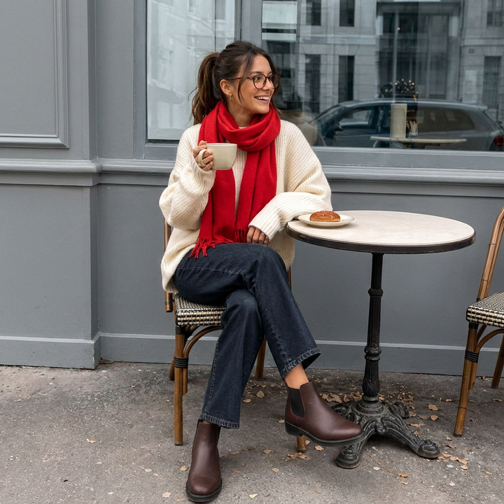 Edinburgh Cashmere Premium Lightweight Scarf - Ultra-Soft Luxury Wrap - RED ROUGE