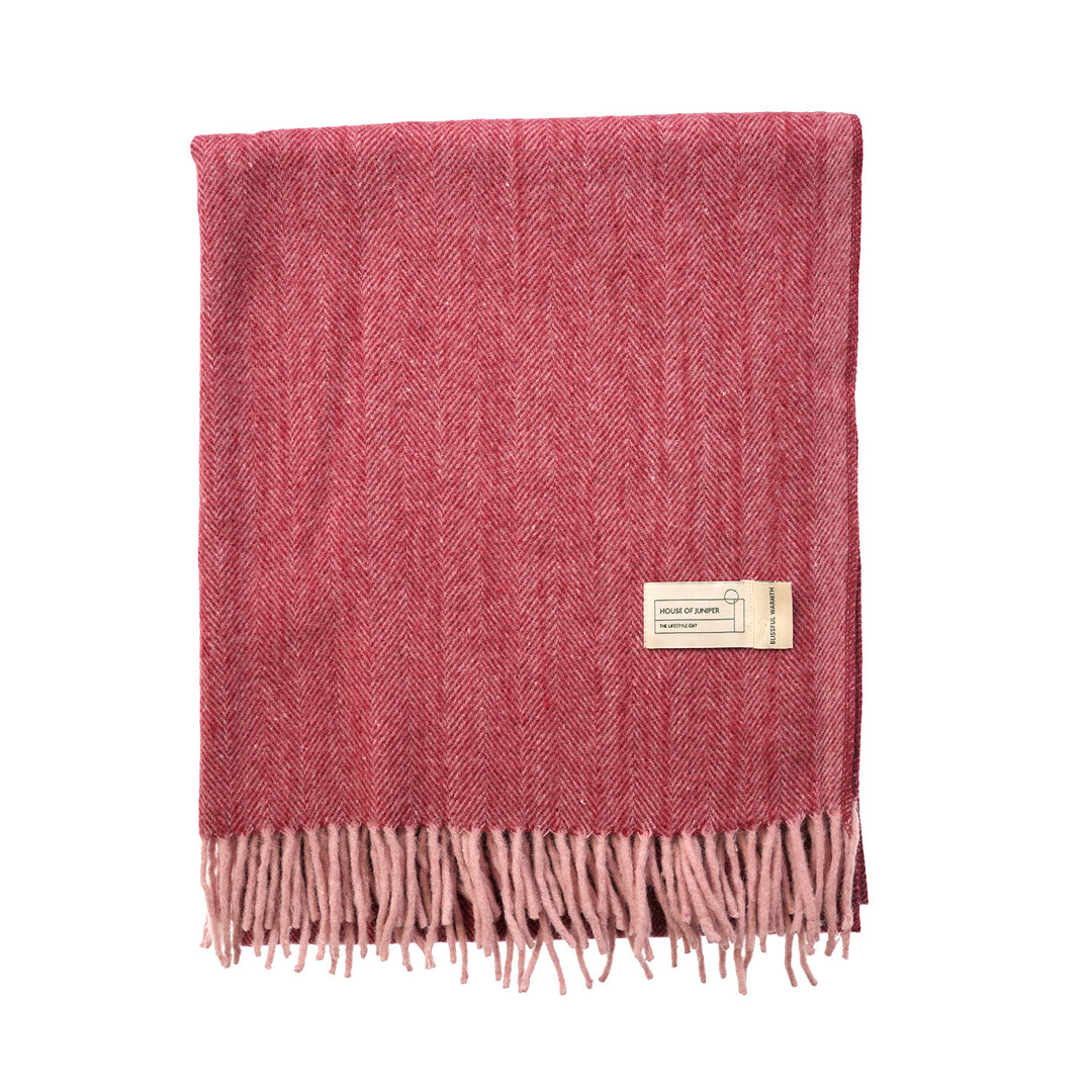 Recycled Wool Herringbone Knee Blanket – Pastel Fringed Throw - EMINENCE