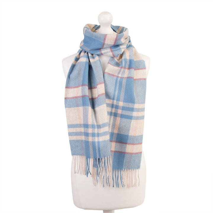 100% Lambswool Scarf – Traditional Tartan & Check Designs - Made in Scotland - Amy Blue
