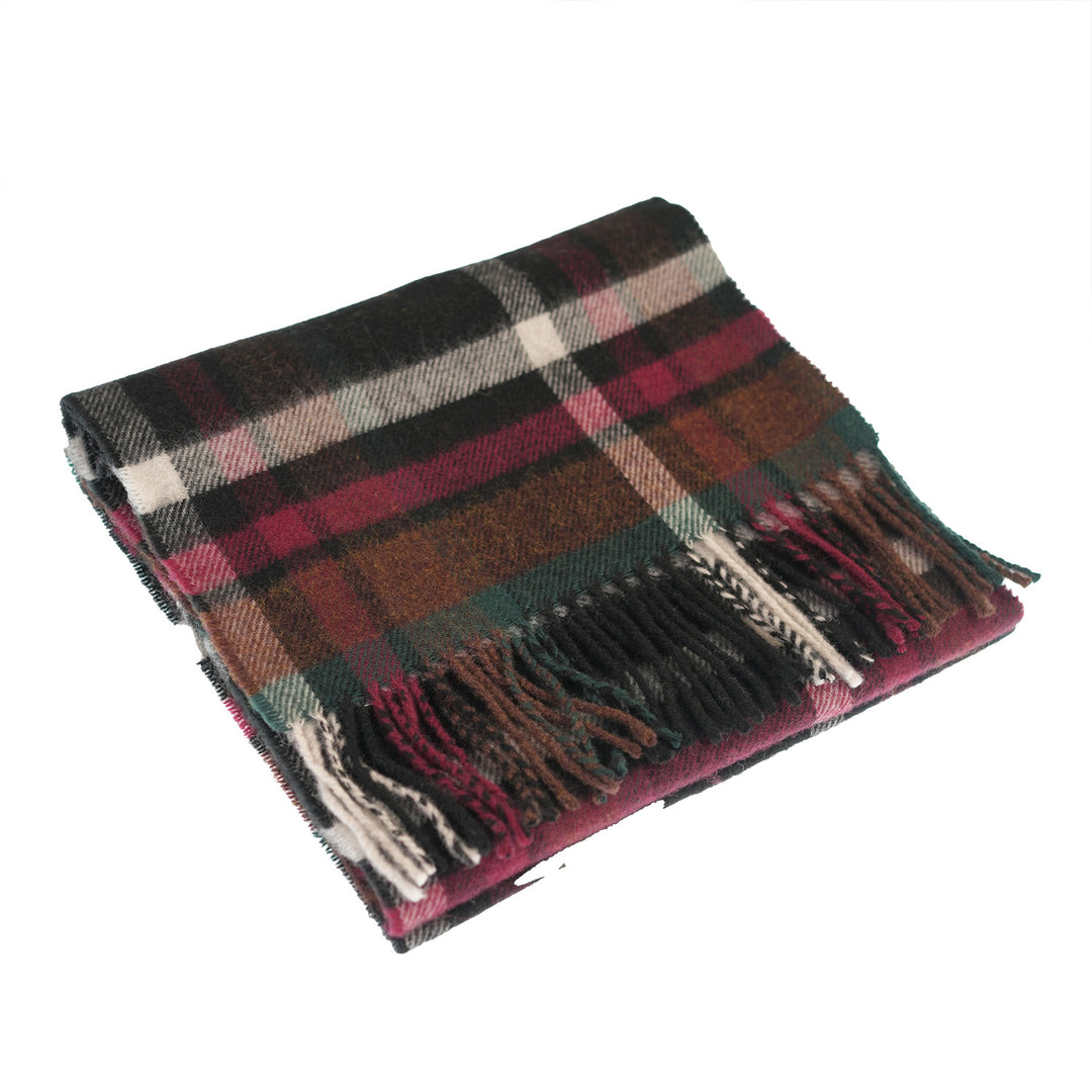 100% Lambswool Scarf – Traditional Tartan & Check Designs - Made in Scotland - Abstract Dark