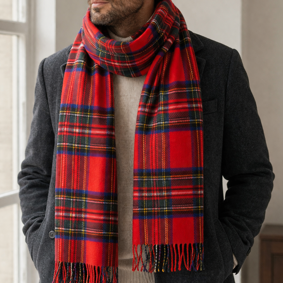100% Lambswool Scarf – Traditional Tartan & Check Designs - Made in Scotland - Stewart Royal