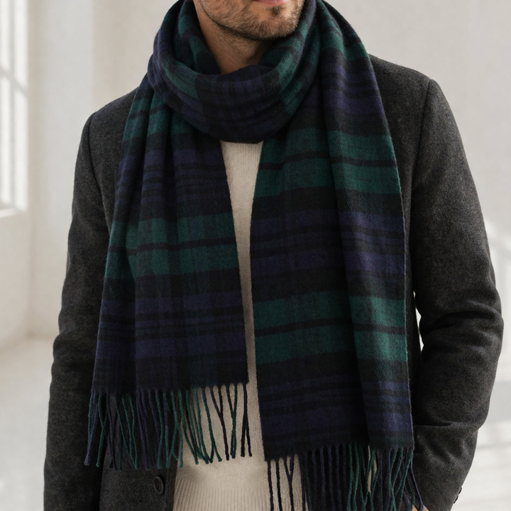 100% Lambswool Scarf – Traditional Tartan & Check Designs - Made in Scotland - Black Watch
