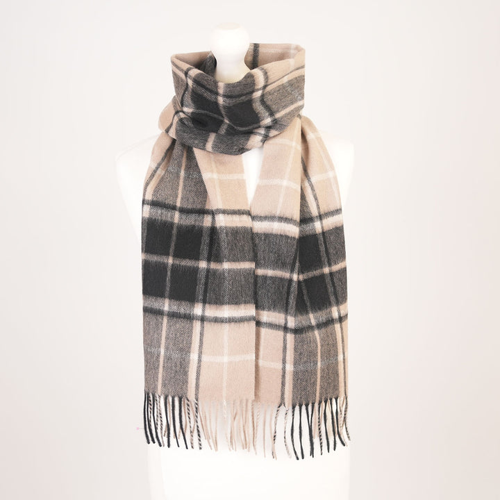 Edinburgh Cashmere Premium Lightweight Scarf - Ultra-Soft Luxury Wrap - FORRESTER BLACK WHITE