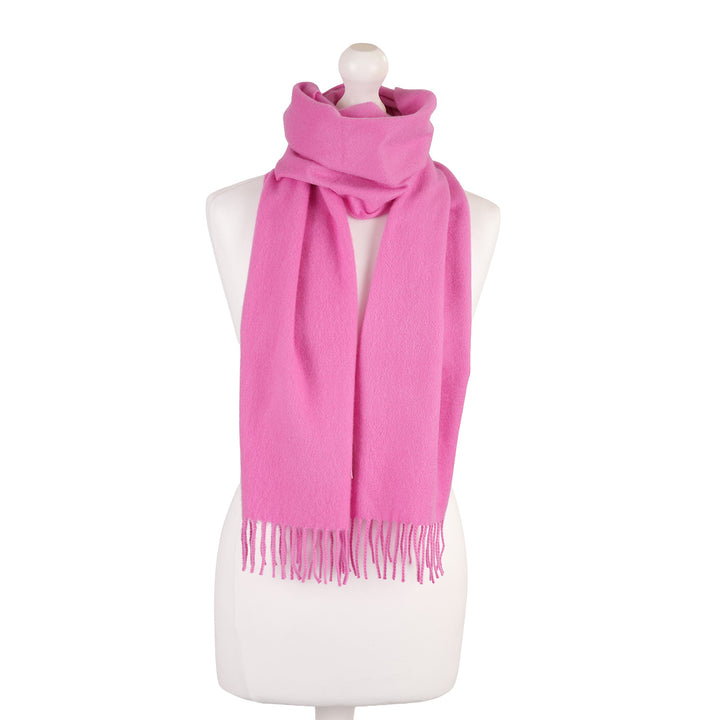 Balmoral 100% Cashmere Woven Scarf Tartan and Checks - Made in Scotland - PLAIN LIPSTICK PINK