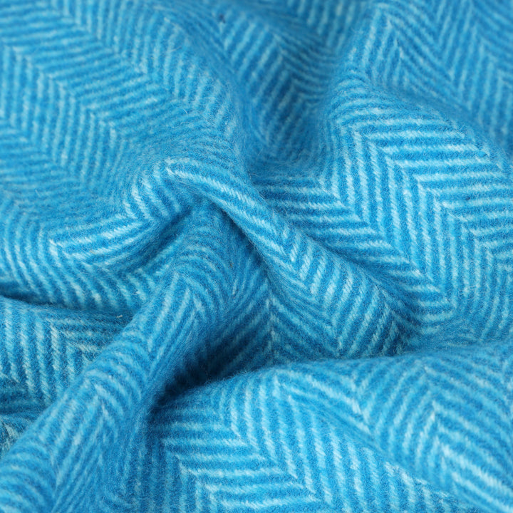 Highland Wool Blend Herringbone Blanket Turquoise