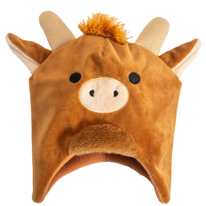 Kids McSquashie Highland Cow Hat – Soft Plush Coo Hat with Fleece Lining
