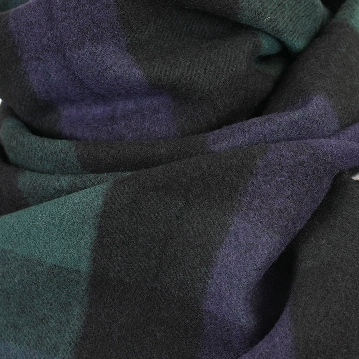 100% Lambswool Scarf – Traditional Tartan & Check Designs - Made in Scotland - 5 Square Tartan - Blue/Green