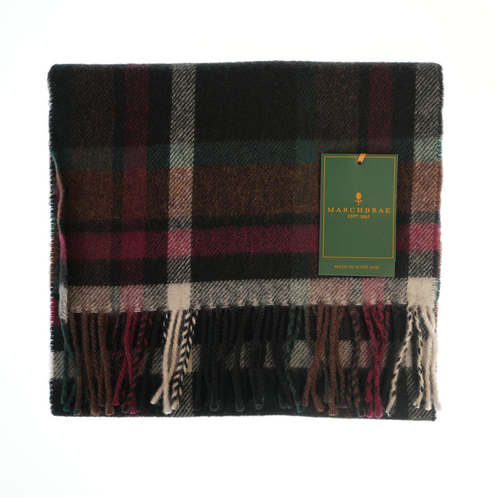 100% Lambswool Scarf – Traditional Tartan & Check Designs - Made in Scotland - Abstract Dark