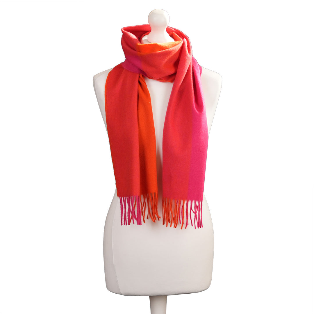 Edinburgh Cashmere Premium Lightweight Scarf - Ultra-Soft Luxury Wrap - OAKWELL PINK ORANGE