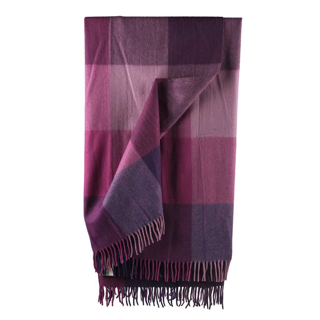 The Cosy Check – Recycled Wool Block-Check Herringbone Blanket - PURPLE MIX