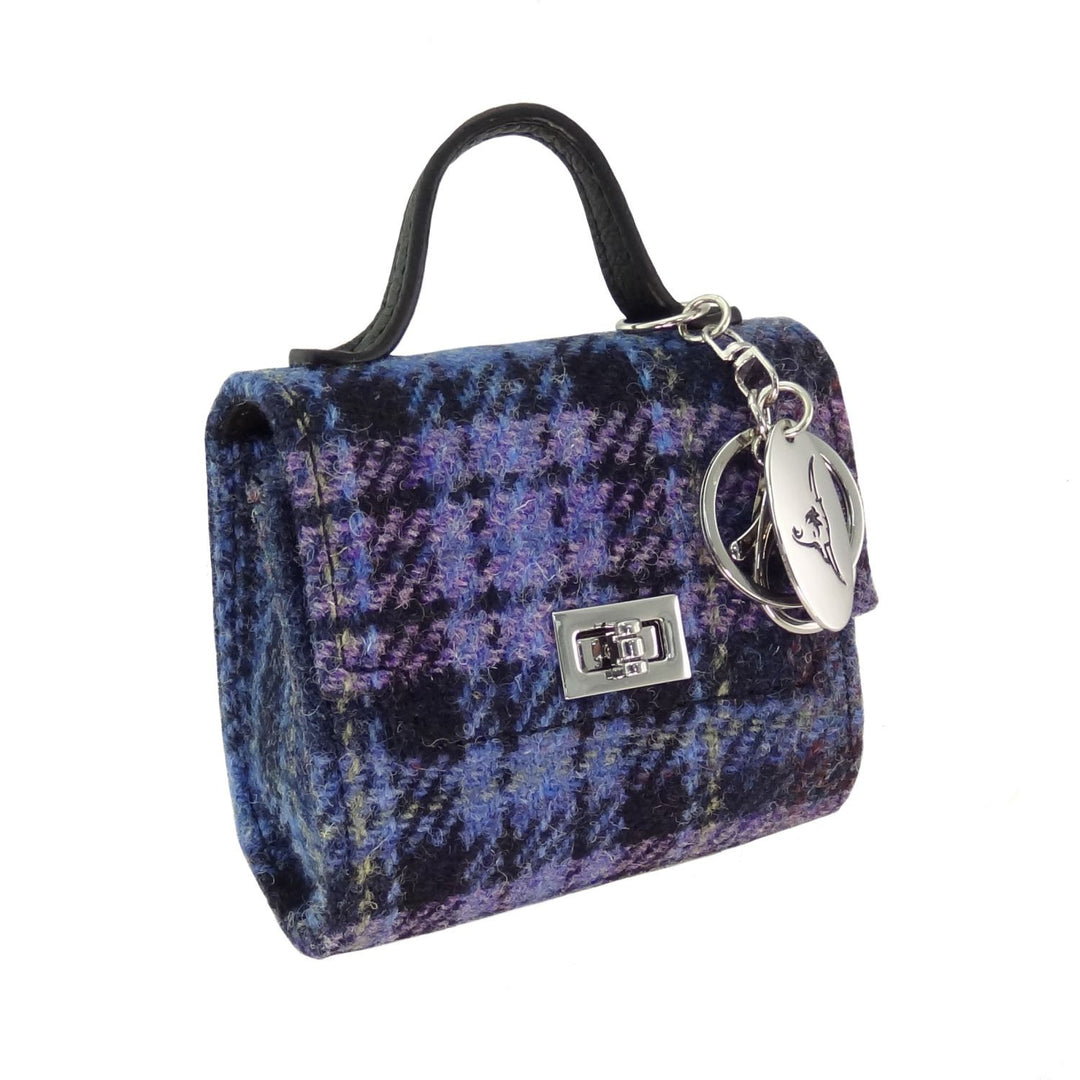 Harris Tweed Nochty Really Wee Bag - Mini Tartan Handbag - Blue & Purple Stewart Tartan (COL143)
