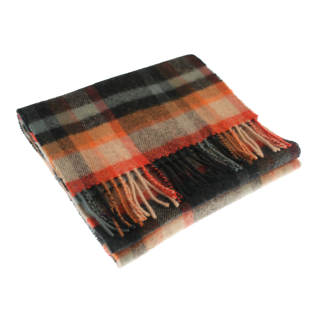 100% Lambswool Scarf – Traditional Tartan & Check Designs - Made in Scotland - Abstract Spice