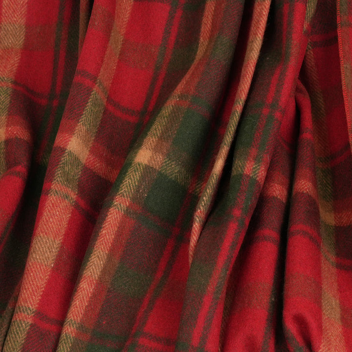 Scottish Tartan Wool-Blend Blanket Throw – Highland Comfort - DARK MAPLE