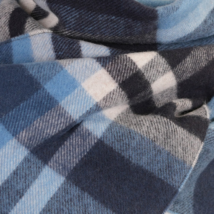 100% Lambswool Scarf – Traditional Tartan & Check Designs - Made in Scotland - Fashion Blue