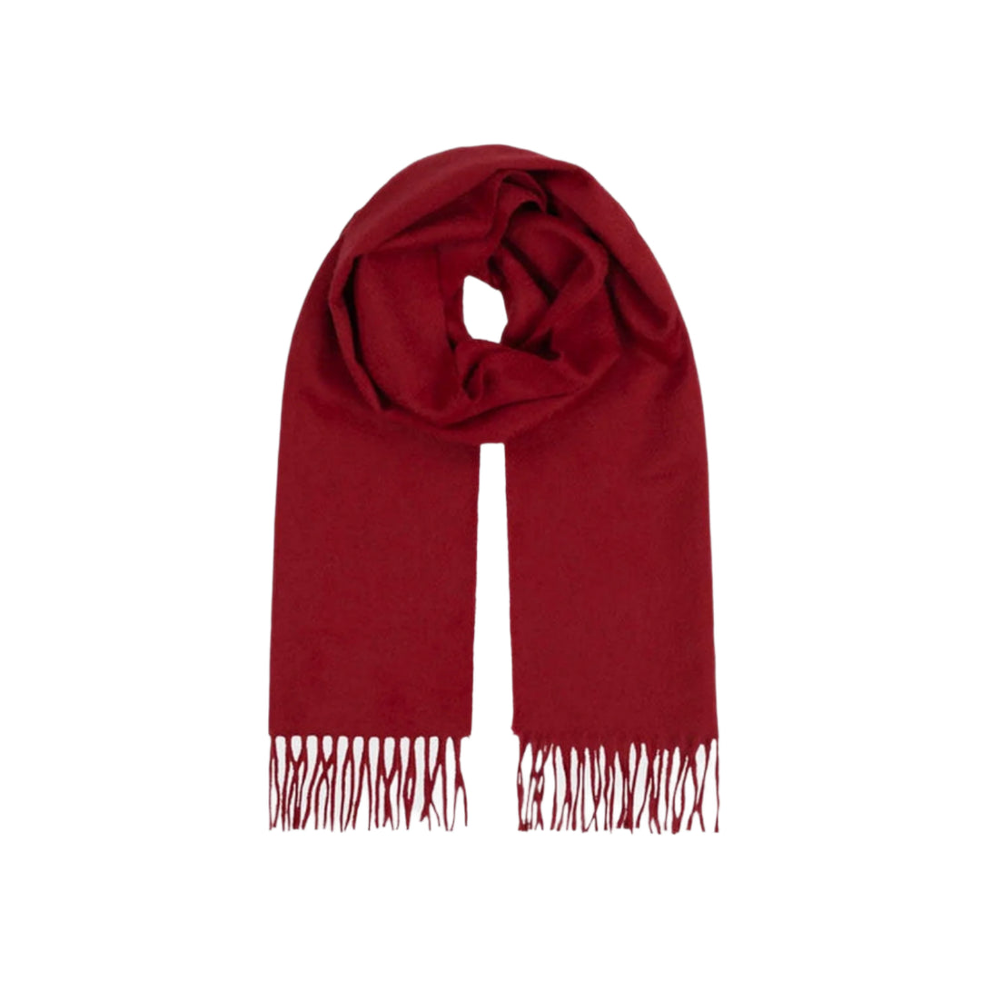 Balmoral 100% Cashmere Woven Scarf Tartan and Checks - Made in Scotland - PLAIN RED