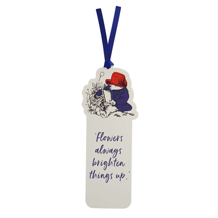 Paddington Bear Flowers Shaped Paper Bookmark with Ribbon