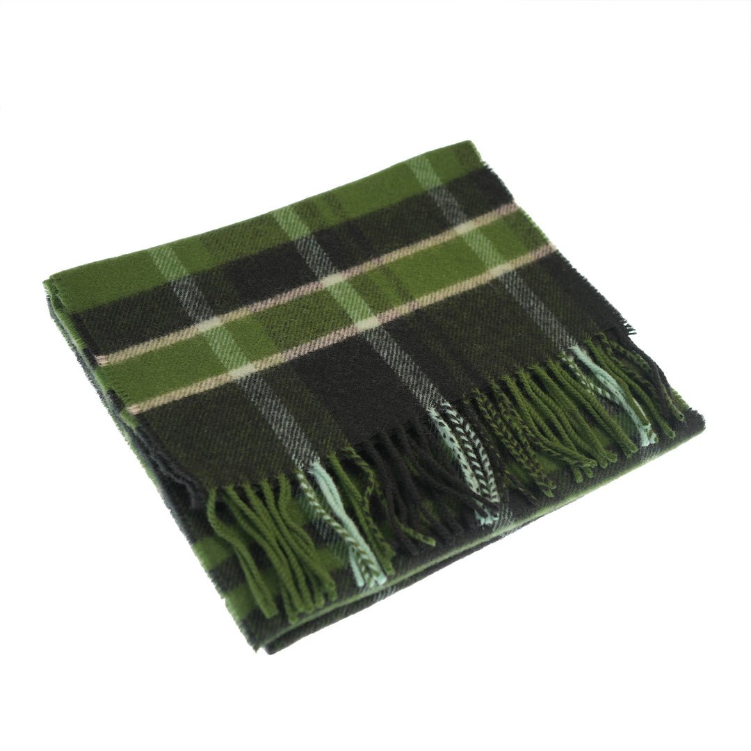 100% Lambswool Scarf – Traditional Tartan & Check Designs - Made in Scotland - Amy Green Black