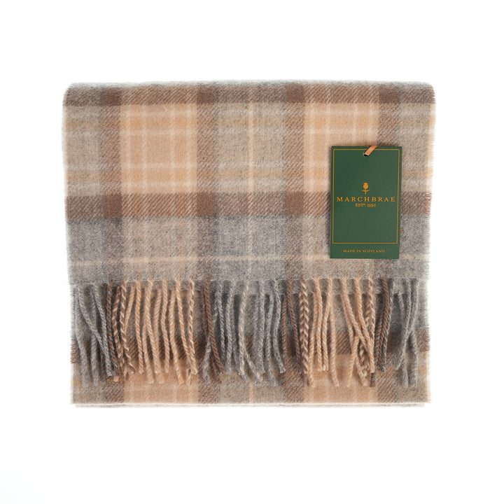 100% Lambswool Scarf – Traditional Tartan & Check Designs - Made in Scotland - Mackellar Natural