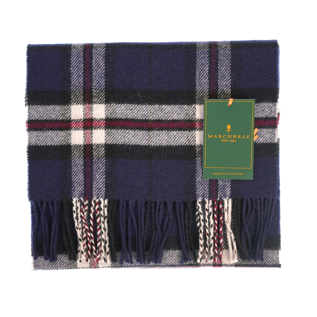 100% Lambswool Scarf – Traditional Tartan & Check Designs - Made in Scotland - Thomson Navy