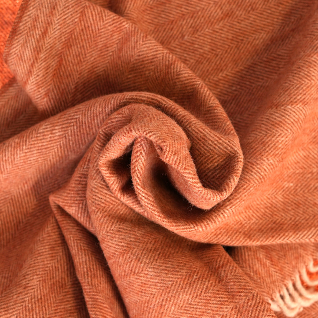 Recycled Wool Herringbone Knee Blanket – Pastel Fringed Throw - SPICE