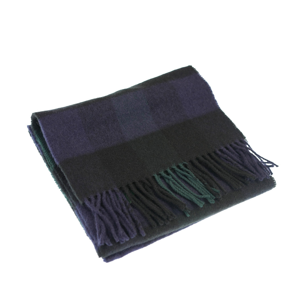 100% Lambswool Scarf – Traditional Tartan & Check Designs - Made in Scotland - 5 Square Tartan - Blue/Green