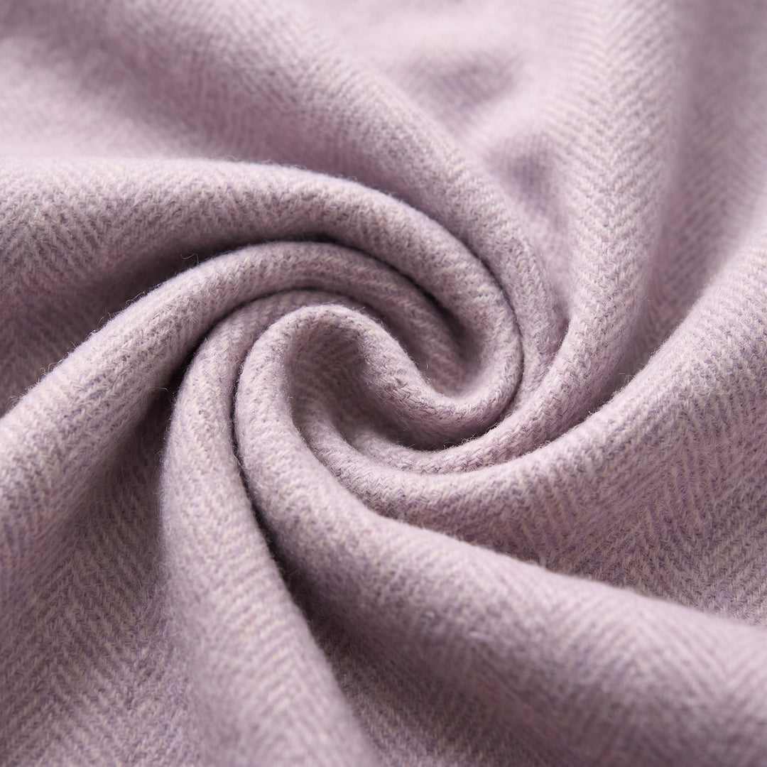 Recycled Wool Herringbone Knee Blanket – Pastel Fringed Throw - HEATHER