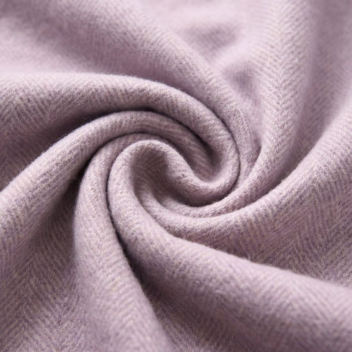 Recycled Wool Herringbone Knee Blanket – Pastel Fringed Throw - HEATHER