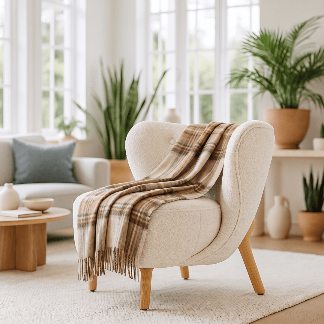 100% Pure Lambswool Blanket Throw – Luxury Soft Warm Wool Blanket - Home Décor - MACKELLAR NATURAL