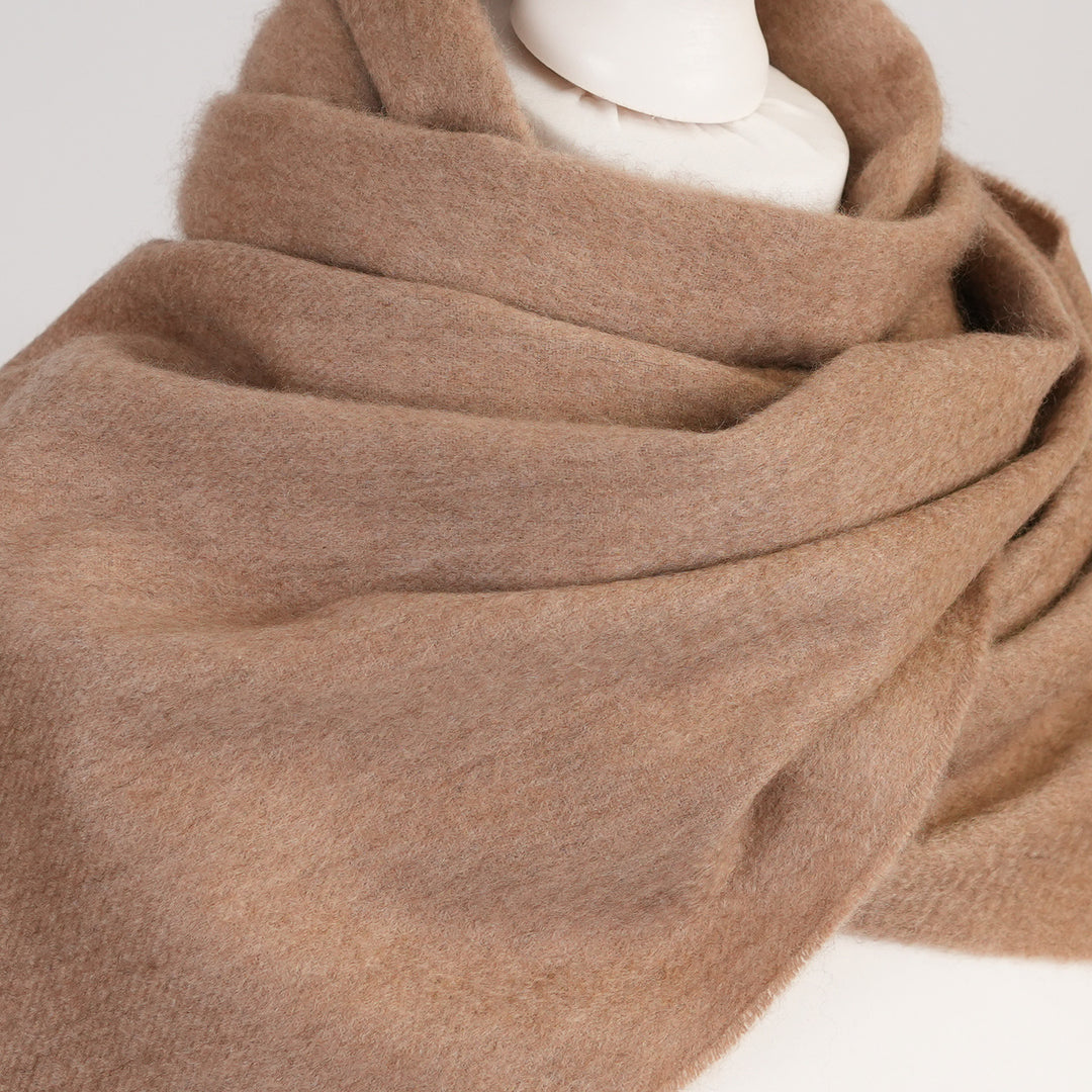 Balmoral 100% Cashmere Woven Scarf Tartan and Checks - Made in Scotland - PLAIN NATURAL