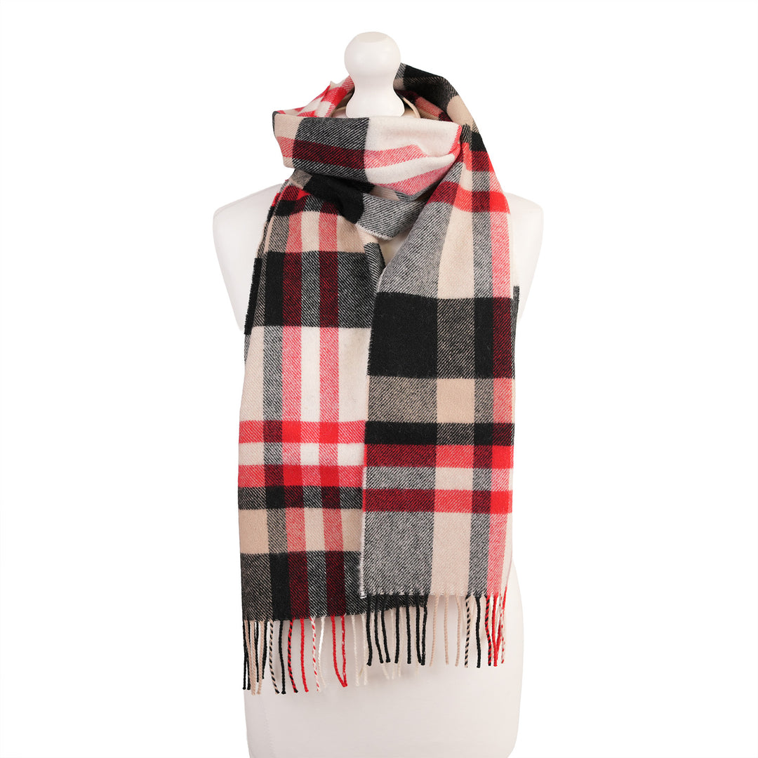 100% Lambswool Scarf – Traditional Tartan & Check Designs - Made in Scotland - Fashion Check Camel