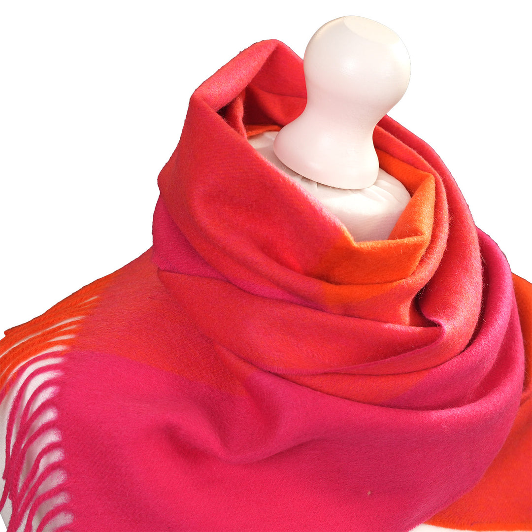 Edinburgh Cashmere Premium Lightweight Scarf - Ultra-Soft Luxury Wrap - OAKWELL PINK ORANGE
