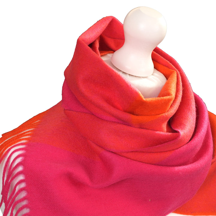 Edinburgh Cashmere Premium Lightweight Scarf - Ultra-Soft Luxury Wrap - OAKWELL PINK ORANGE