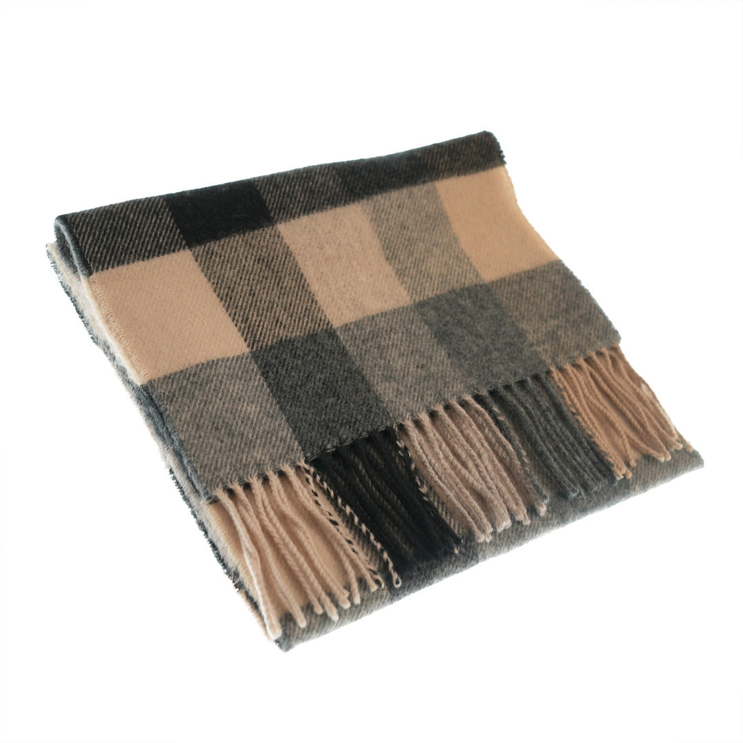 100% Lambswool Scarf – Traditional Tartan & Check Designs - Made in Scotland - 5 Square Natural