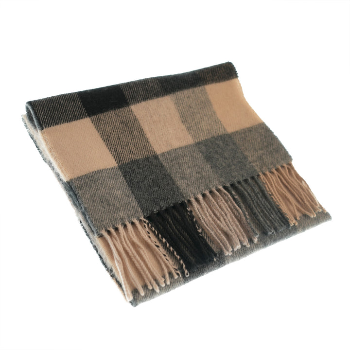100% Lambswool Scarf – Traditional Tartan & Check Designs - Made in Scotland - 5 Square Natural