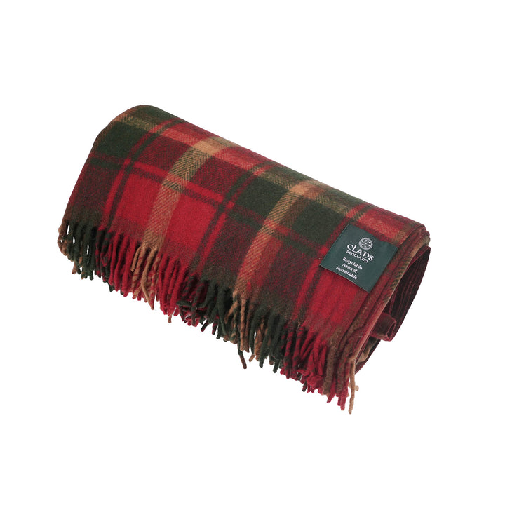 Scottish Tartan Wool-Blend Blanket Throw – Highland Comfort - DARK MAPLE