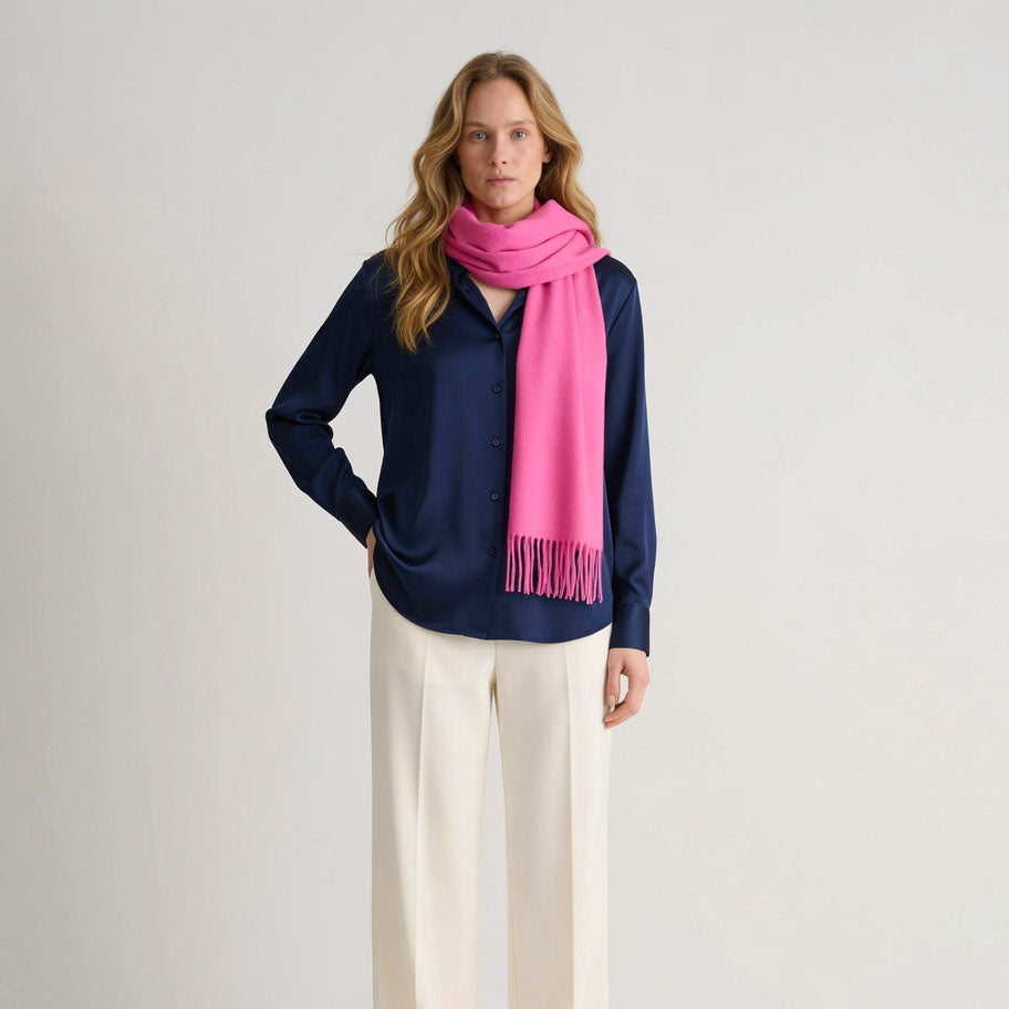 Edinburgh Cashmere Premium Lightweight Scarf - Ultra-Soft Luxury Wrap - ROSEBUD PINK