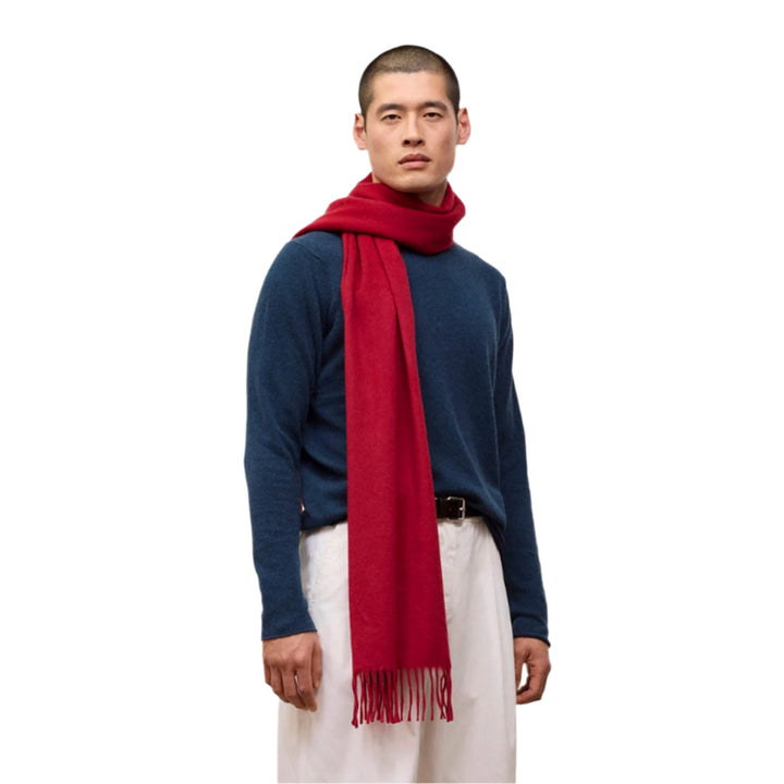 Balmoral 100% Cashmere Woven Scarf Tartan and Checks - Made in Scotland - PLAIN RED
