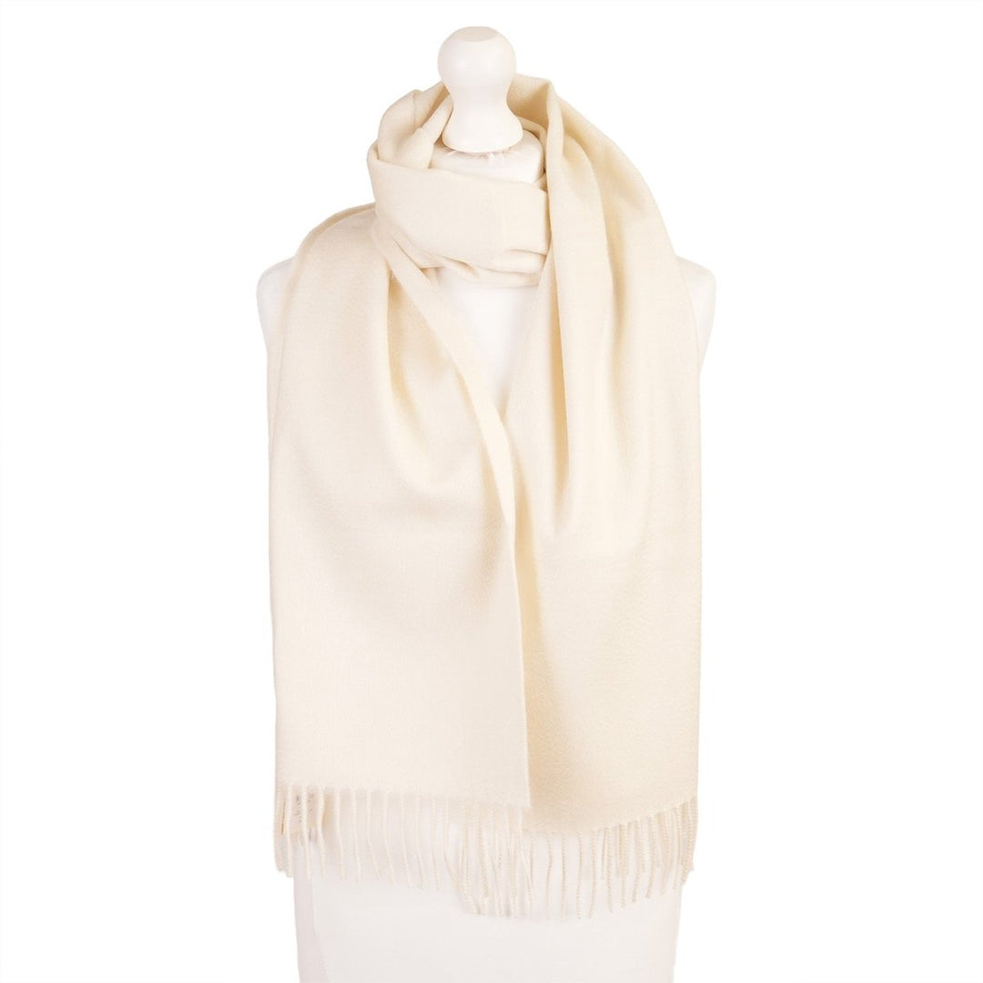 Balmoral 100% Cashmere Woven Scarf Tartan and Checks - Made in Scotland - PLAIN WHITE